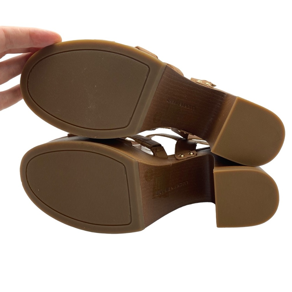Lucky Brand Womens Shoes Imana Sandals Brown Leather Platform Fisherman NEW - Picture 6 of 8
